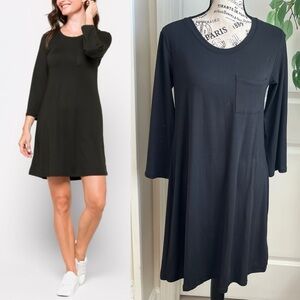 Market & Spruce Alison Knit T-Shirt Dress Black Sz M